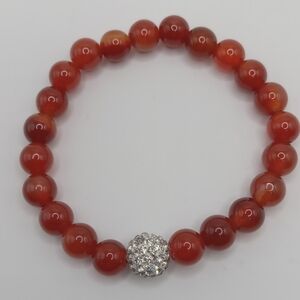 Elegant Red Beaded Bracelet with Silver Accent